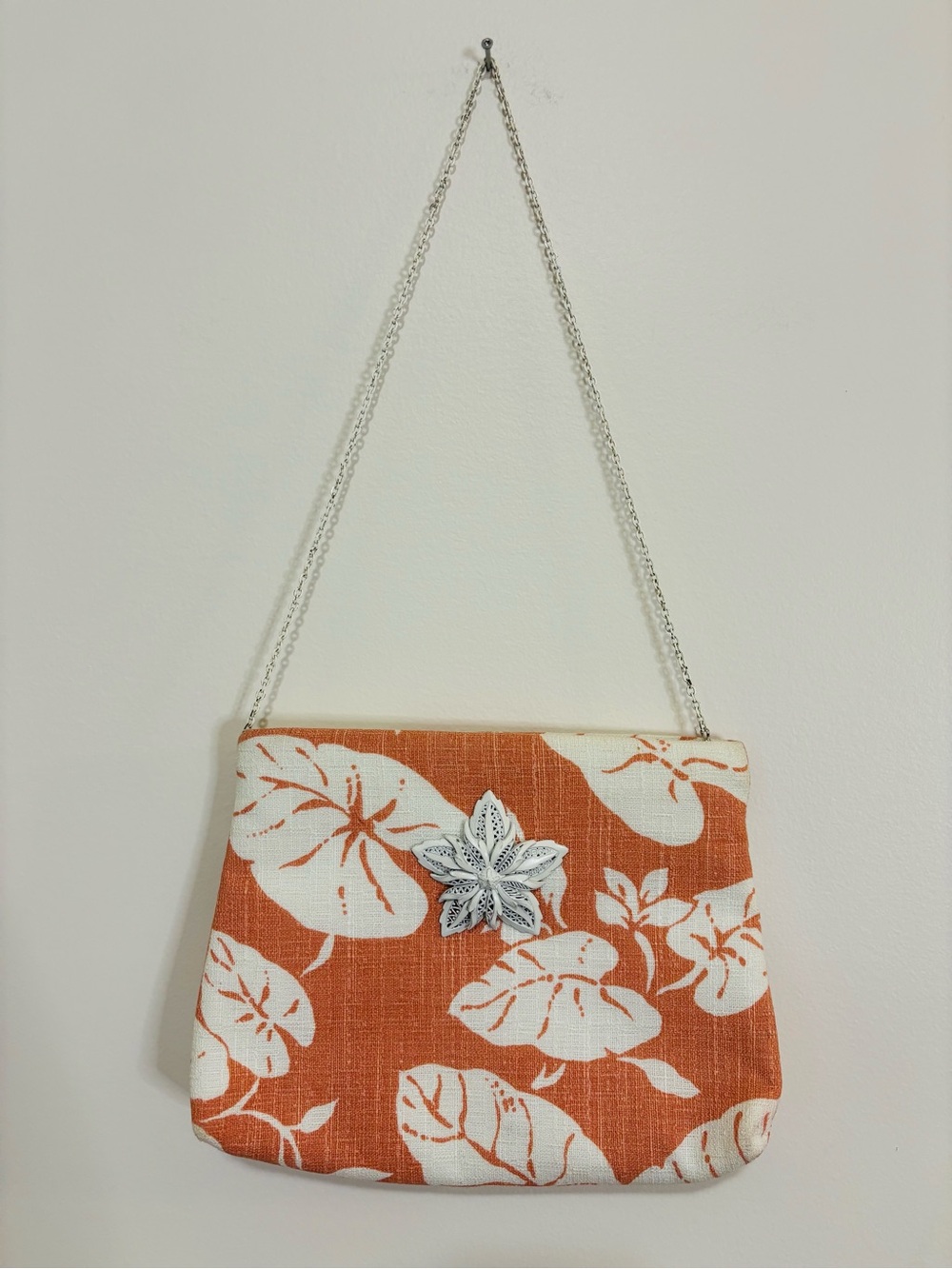 Add Libb Women's Orange Floral Chain Shoulder Bag